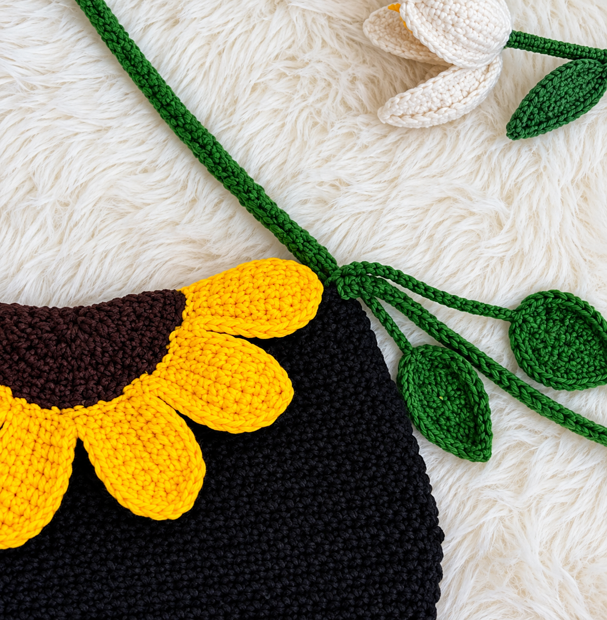 White Sunflower Shoulder Bag