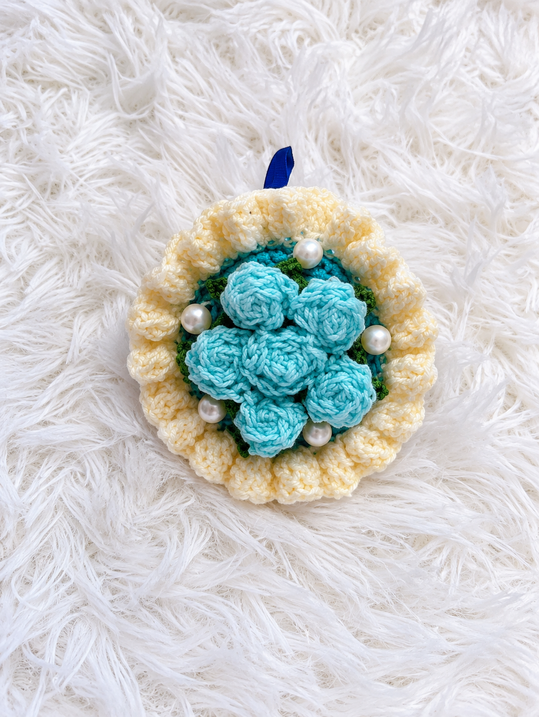 Blue Floral Keychain