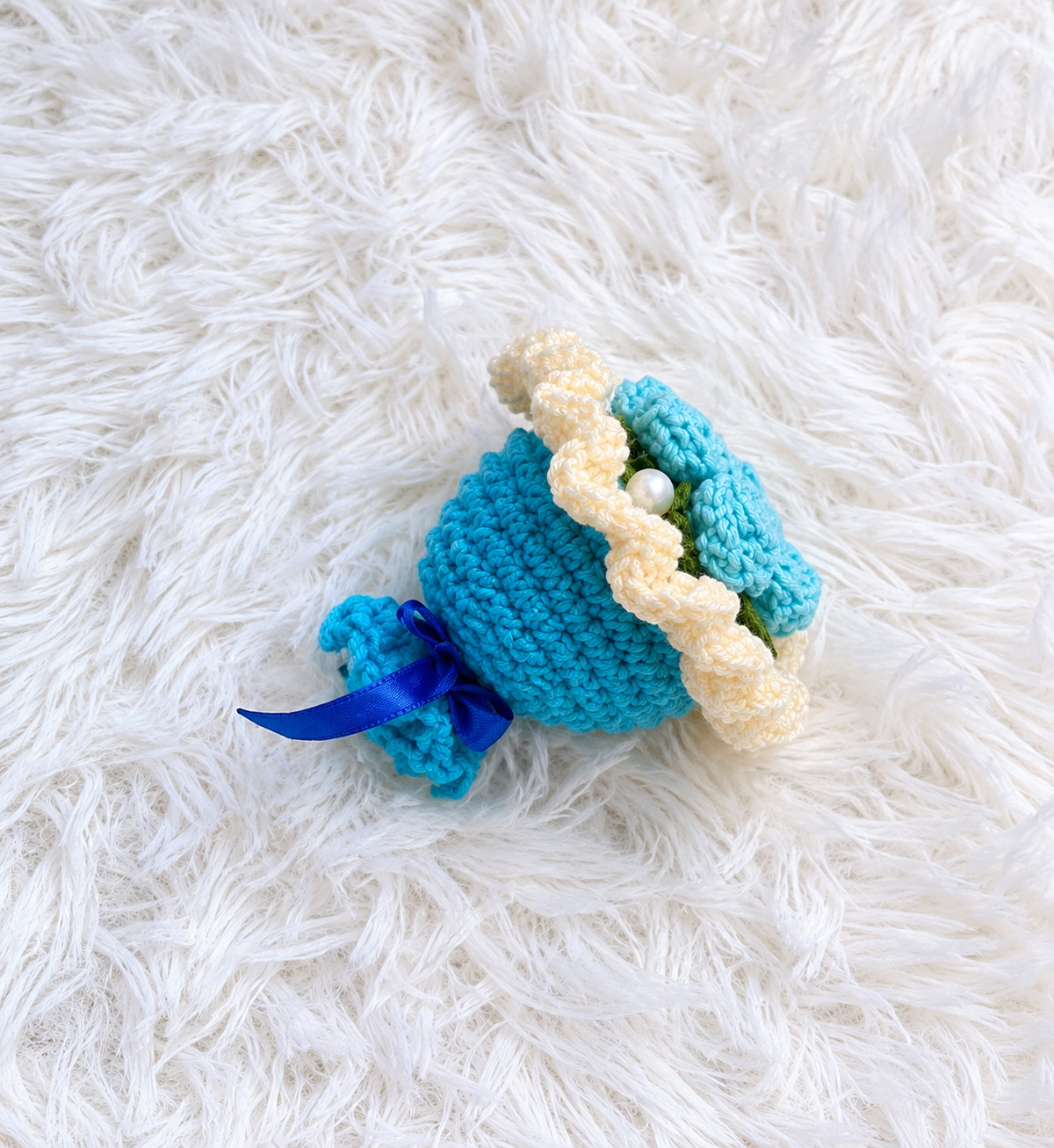 Blue Floral Keychain