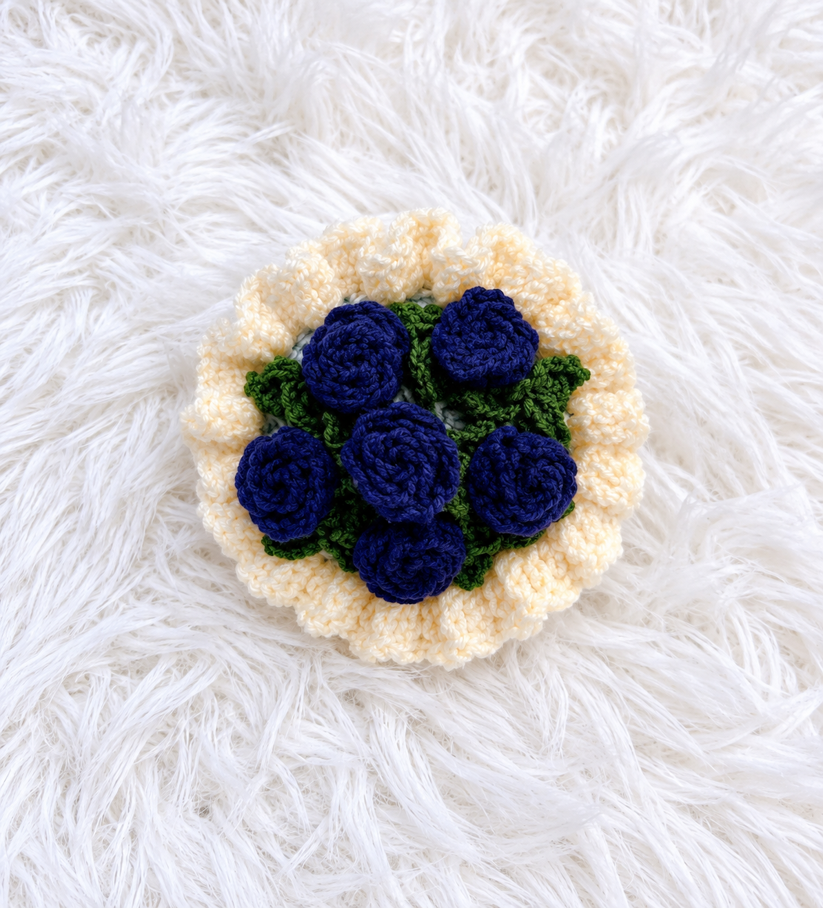 Navy Blue Rose Keychain