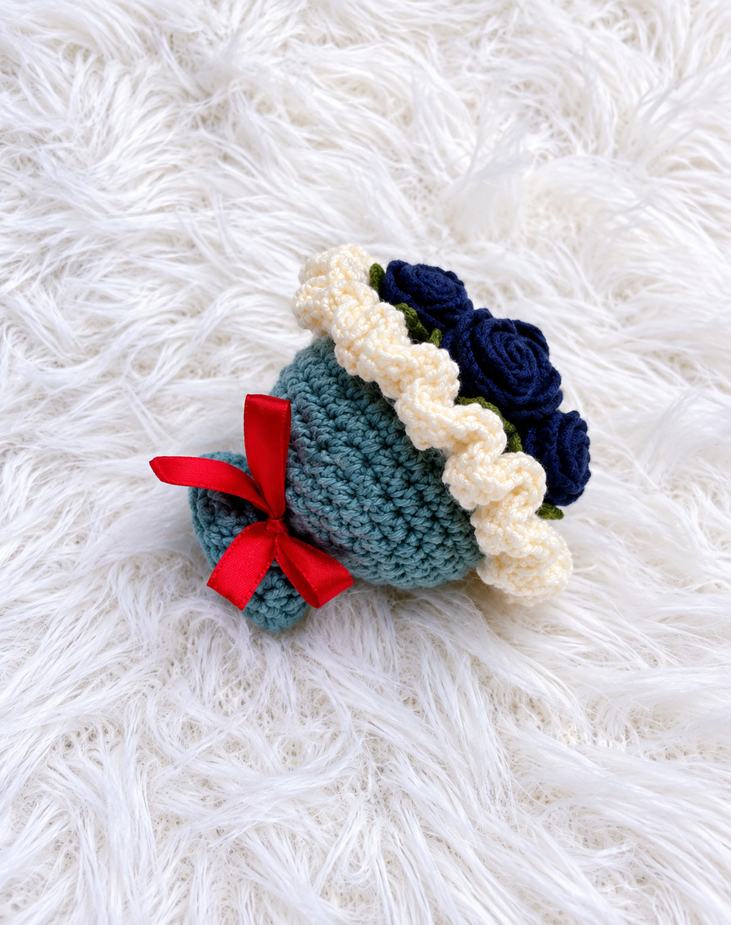 Navy Blue Rose Keychain