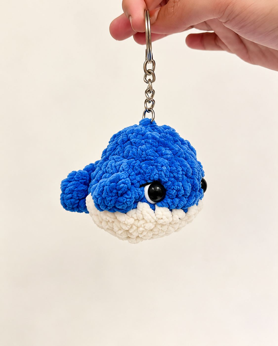 Cute Blue & White  Whale Plush Keychain