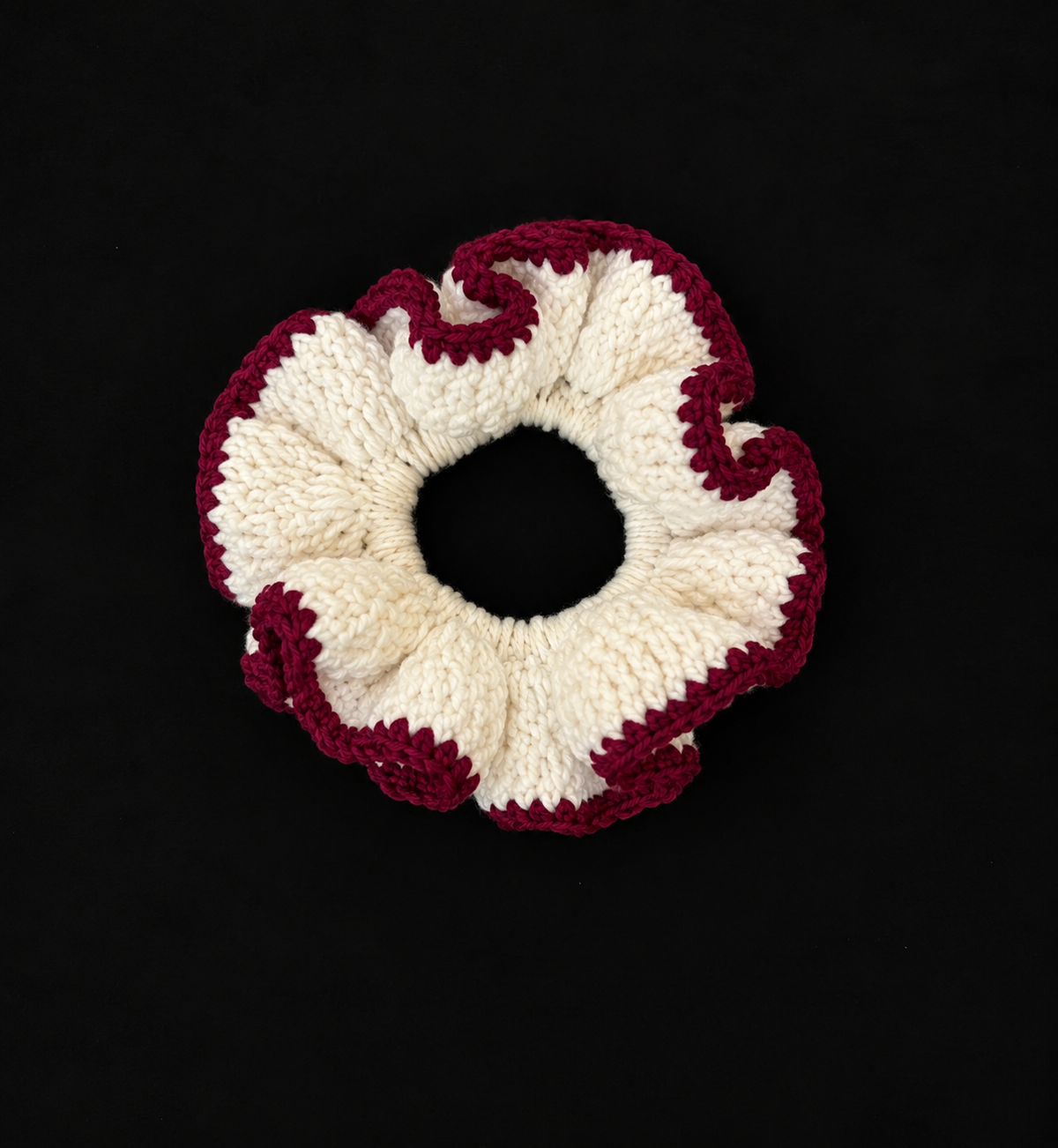 Ivory & Burgundy Scrunchie