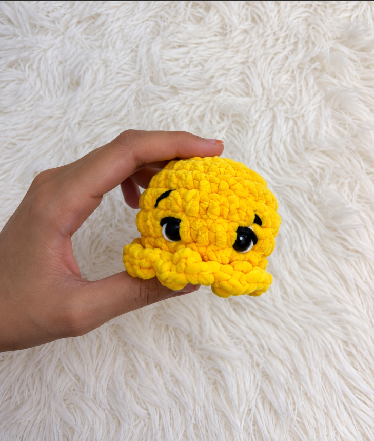 Yellow Octopus Plush Keychain