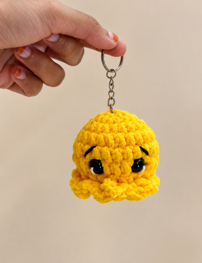 Yellow Octopus Plush Keychain