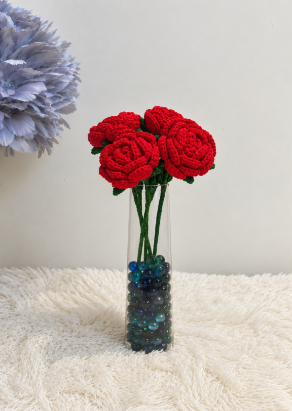 Red Crochet Rose (1 peice)