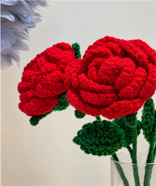 Red Crochet Rose (1 peice)