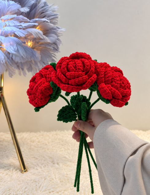 Red Crochet Rose (1 peice)