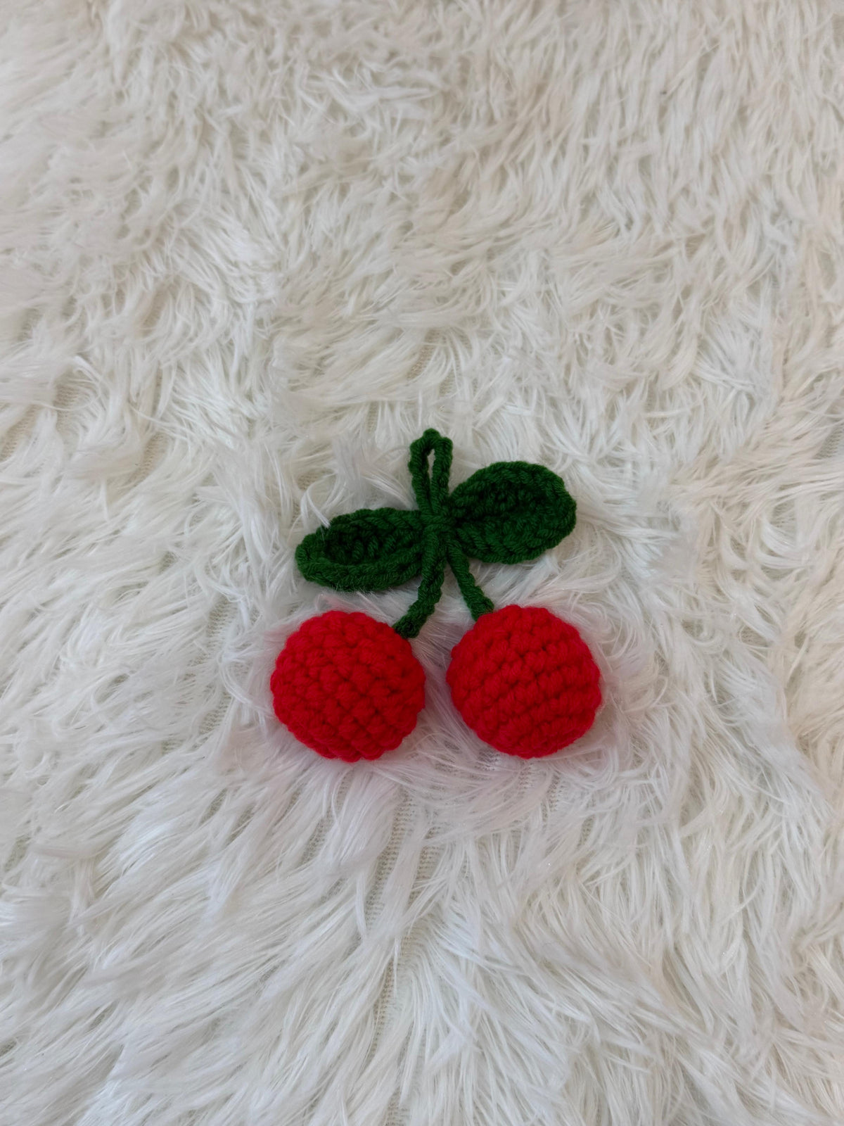 Crochet Cherry Keychain