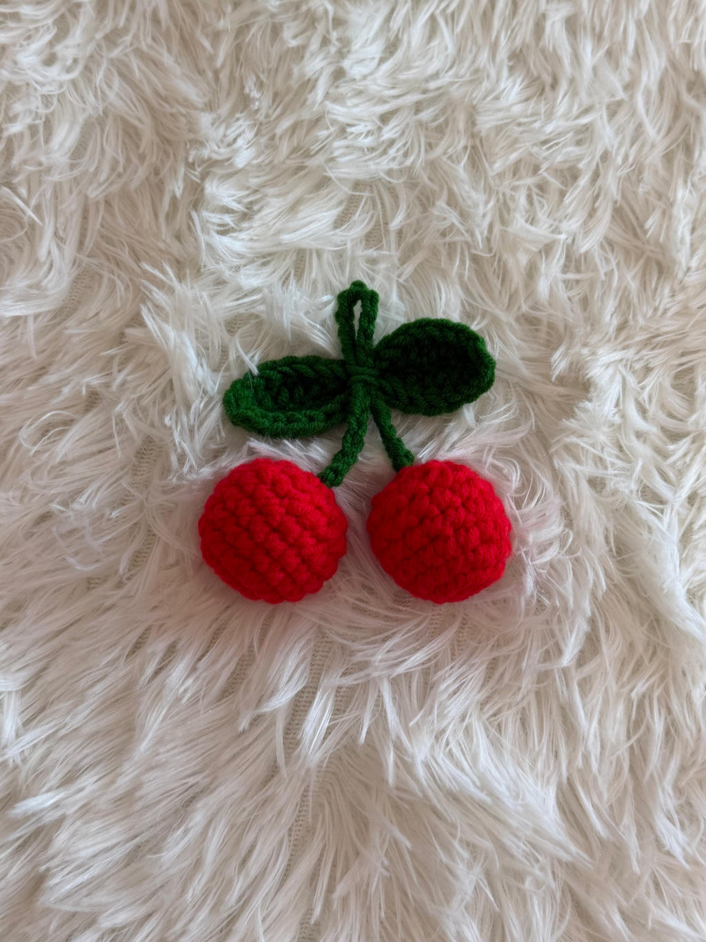 Crochet Cherry Keychain
